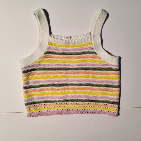 Striped Knit Tank Top By Cat & Jack Size S (6/7) Soft, breathable cotton blend - Picture 1 of 5